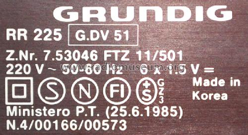 RR225; Grundig Radio- (ID = 849295) Radio