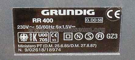 RR400 G.DD 56; Grundig Radio- (ID = 1342906) Radio