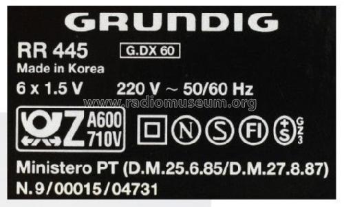 RR445; Grundig Radio- (ID = 1802083) Radio