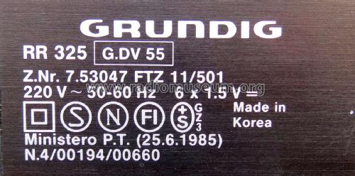 Stereo Radio Cassette Recorder RR325; Grundig Radio- (ID = 2479500) Radio