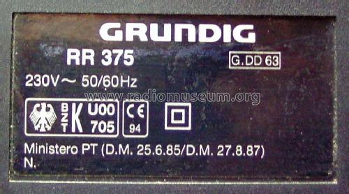 AM - FM Stereo Radio Cassette Recorder RR 375; Grundig Radio- (ID = 1758827) Radio
