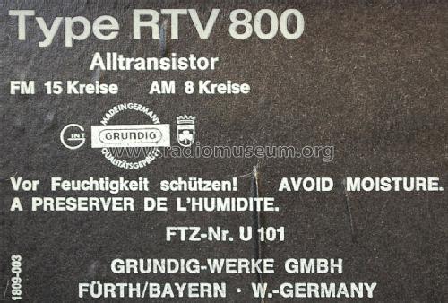 RTV800 HiFi; Grundig Radio- (ID = 1467596) Radio