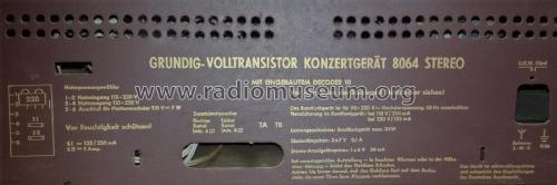 Seestern 71 - Stereo Konzertgerät 8064 Ch= CS160MS; Grundig Radio- (ID = 2062856) Radio