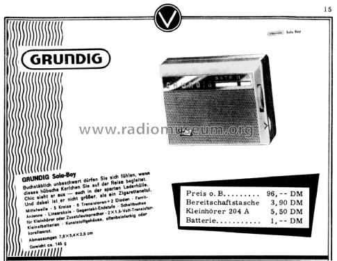 Solo-Boy 201; Grundig Radio- (ID = 2614158) Radio