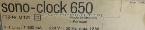sono-clock 650; Grundig Radio- (ID = 494396) Radio