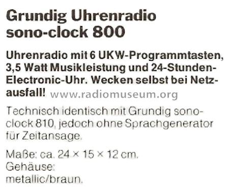 sono-clock 800; Grundig Radio- (ID = 1011361) Radio
