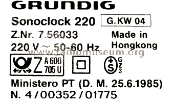 Sonoclock 220; Grundig Radio- (ID = 458080) Radio