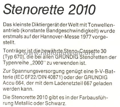 Stenorette 2010; Grundig Radio- (ID = 1039560) R-Player