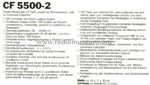 Stereo Cassette Deck CF 5500-2; Grundig Radio- (ID = 2362249) R-Player