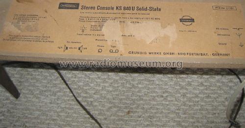 Stereo Console KS840U Solid-State Ch= RC400UMS; Grundig Radio- (ID = 1205911) Radio