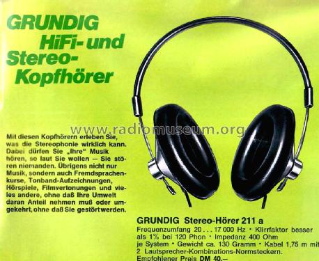 Stereo-Hörer 211a; Grundig Radio- (ID = 2488128) Speaker-P