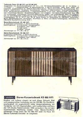 Stereo-Konzertschrank KS690 HiFi; Grundig Radio- (ID = 910769) Radio
