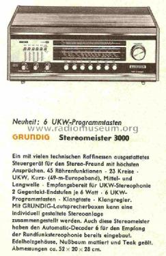 Stereomeister 3000 Ch= CS300; Grundig Radio- (ID = 724218) Radio