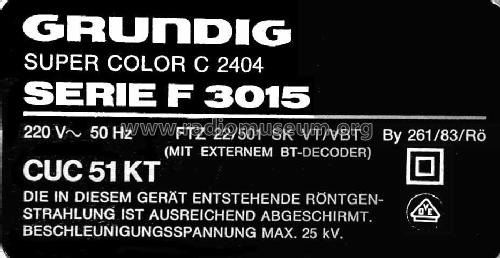 Super Color C2404 Serie F3015 Ch= CUC51KT; Grundig Radio- (ID = 1030893) Television