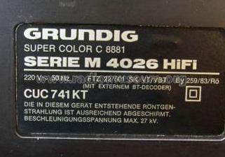 Super Color C 8881 - Serie M 4026 HiFi Ch= CUC741KT; Grundig Radio- (ID = 2173453) Televisión