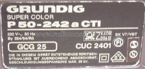 Super Color P50-242. a CTI Ch= CUC 2401; Grundig Radio- (ID = 381059) Télévision