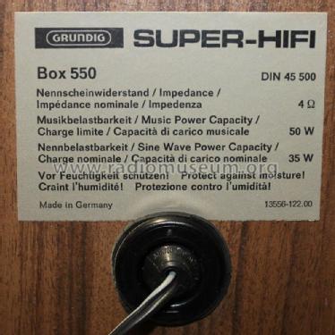 Super-HiFi Box 550; Grundig Radio- (ID = 1803236) Speaker-P