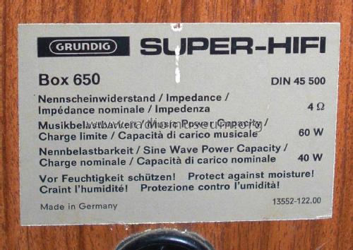 Super-HiFi Box 650; Grundig Radio- (ID = 1806955) Speaker-P