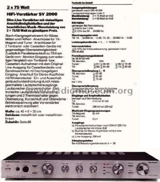 Integrated-Pre-Main-Amplifier SV2000; Grundig Radio- (ID = 500187) Ampl/Mixer