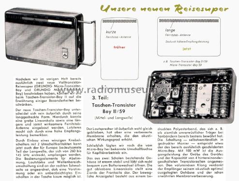 Taschen-Transistor-Boy II/59; Grundig Radio- (ID = 2395426) Radio