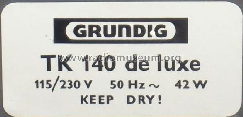 TK140 de Luxe; Grundig Radio- (ID = 1412066) Reg-Riprod