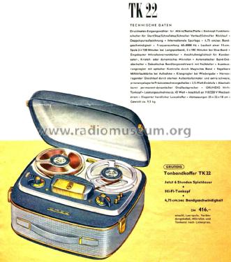 TK22; Grundig Radio- (ID = 2854424) Enrég.-R