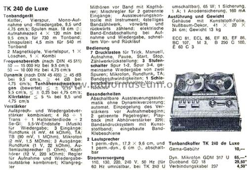 TK240 de Luxe; Grundig Radio- (ID = 2867792) R-Player