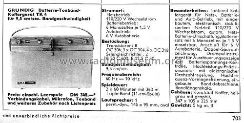 TK4; Grundig Radio- (ID = 2665489) Ton-Bild