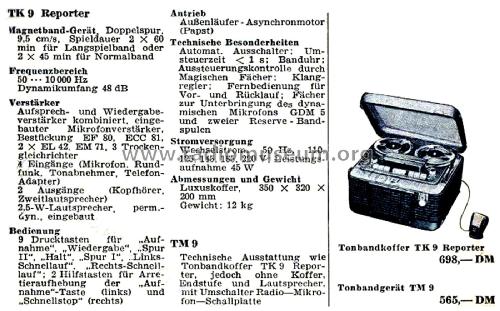 Tonbandgerät - Einbauchassis TM9; Grundig Radio- (ID = 2855943) R-Player