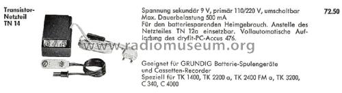 Transistor-Netzteil TN14; Grundig Radio- (ID = 2175156) Fuente-Al
