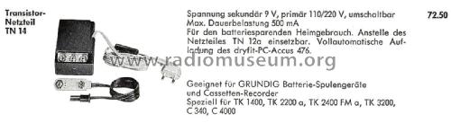 Transistor-Netzteil TN14; Grundig Radio- (ID = 2175156) Fuente-Al