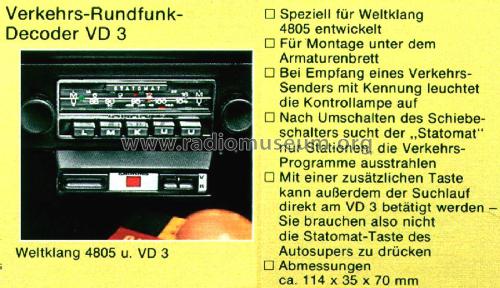 Verkehrs-Rundfunk-Decoder VD3; Grundig Radio- (ID = 2483192) Altri tipi
