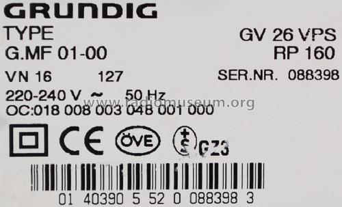 Video Cassette Recorder GV26 VPS; Grundig Radio- (ID = 1627989) R-Player
