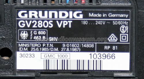 Video Cassette Recorder GV-280S VPT; Grundig Radio- (ID = 1656387) Enrég.-R