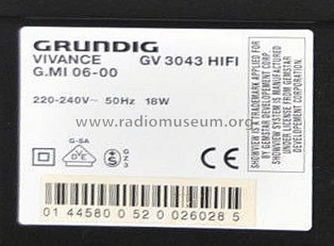 Video Cassette Recorder Vivance GV-3043 HiFi; Grundig Radio- (ID = 1800606) R-Player