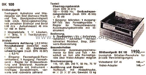 Video Recorder BK-100; Grundig Radio- (ID = 2861717) R-Player