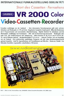 Video Cassetten Recorder VR-2000 Color; Grundig Radio- (ID = 1114998) R-Player