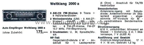 Weltklang 2000a; Grundig Radio- (ID = 2558151) Car Radio