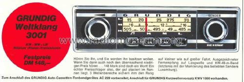Weltklang 3001; Grundig Radio- (ID = 36955) Car Radio