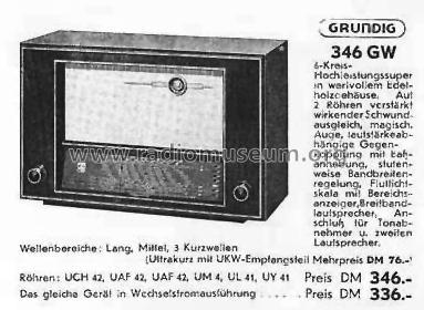 Weltklang 346W; Grundig Radio- (ID = 2342541) Radio