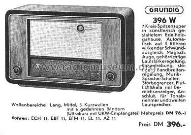 Kleeblatt-Serie 1950 Type 396W / Super 396W; Grundig Radio- (ID = 2342544) Radio