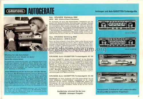 Weltklang 4000; Grundig Radio- (ID = 2135982) Car Radio