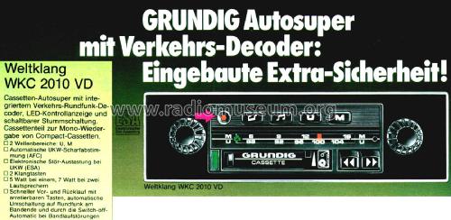 Weltklang Cassette WKC 2010VD ESA; Grundig Radio- (ID = 2481879) Car Radio