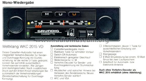 Weltklang WKC2015VD; Grundig Radio- (ID = 2071029) Car Radio