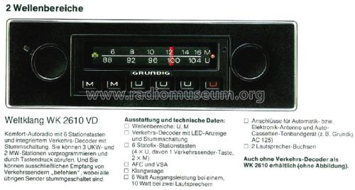 WK2610-VD; Grundig Radio- (ID = 2176192) Car Radio