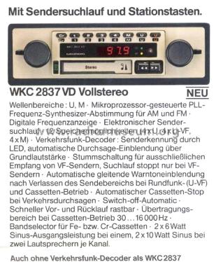 WKC2837 VD Stereo; Grundig Radio- (ID = 2385284) Car Radio