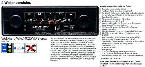 WKC4025VD; Grundig Radio- (ID = 2477022) Car Radio