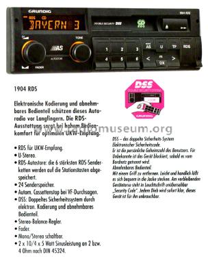 WKC 1904 RDS; Grundig Radio- (ID = 2558861) Car Radio