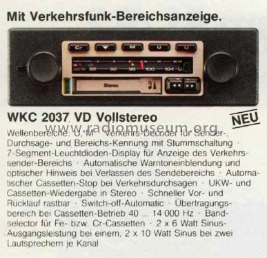 WKC 2037 VD Vollstereo; Grundig Radio- (ID = 2107453) Car Radio