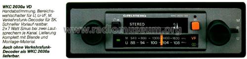 WKC 2030a VD; Grundig Radio- (ID = 2481717) Car Radio